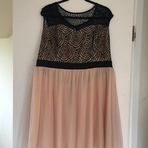 Black lace/peach dress with ballerina skirt